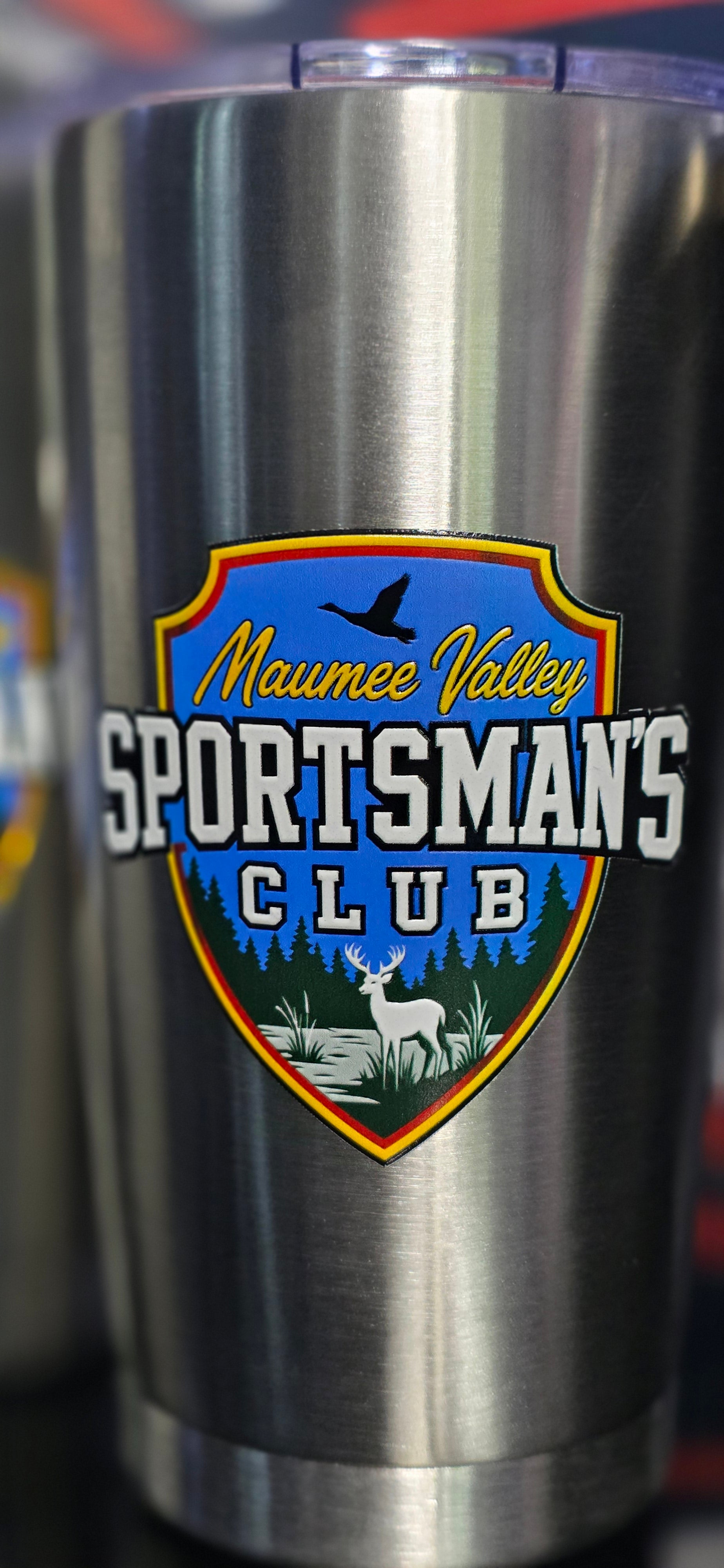 Stainless Steel 20oz Tumbler with  UV Printed Maumee Valley Sportsman's Club Logo