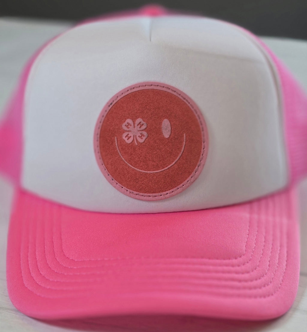 Trucker Snapback Pastel Hat Smiley Face Design