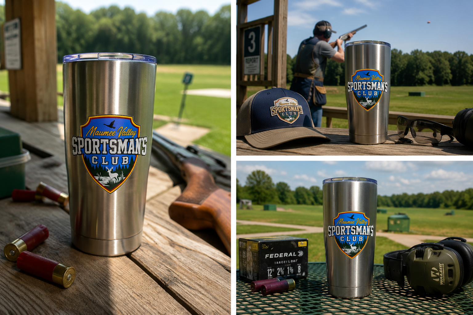 Stainless Steel 20oz Tumbler with  UV Printed Maumee Valley Sportsman's Club Logo