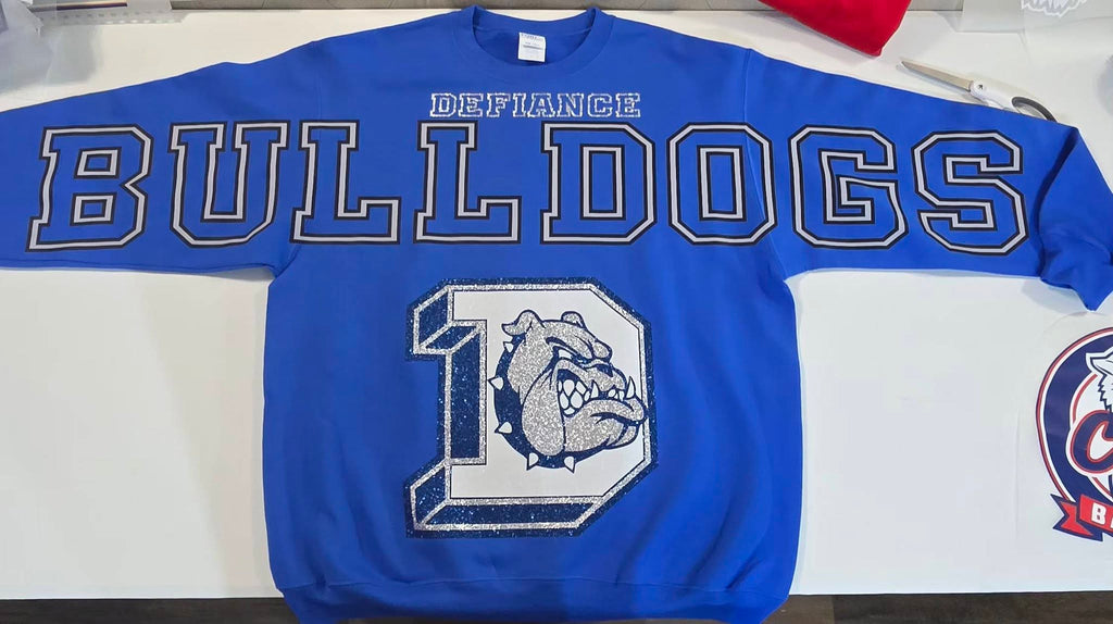 Defiance Bulldogs Oversized Letter Glitter Bulldog Logo