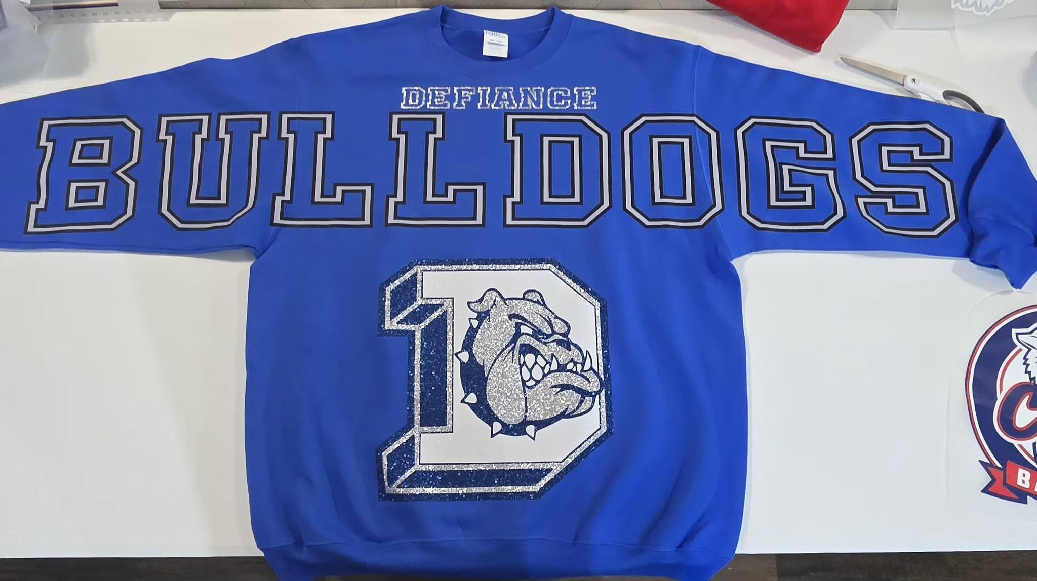 Defiance Bulldogs Oversized Letter Glitter Bulldog Logo