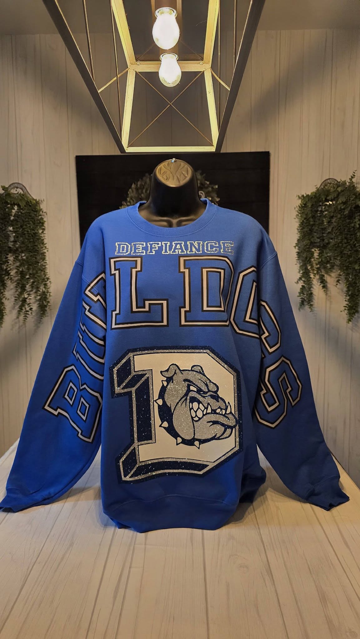 Defiance Bulldogs Oversized Letter Glitter Bulldog Logo