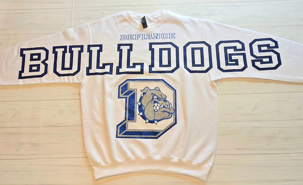 Defiance Bulldogs Oversized Letter Glitter Bulldog Logo