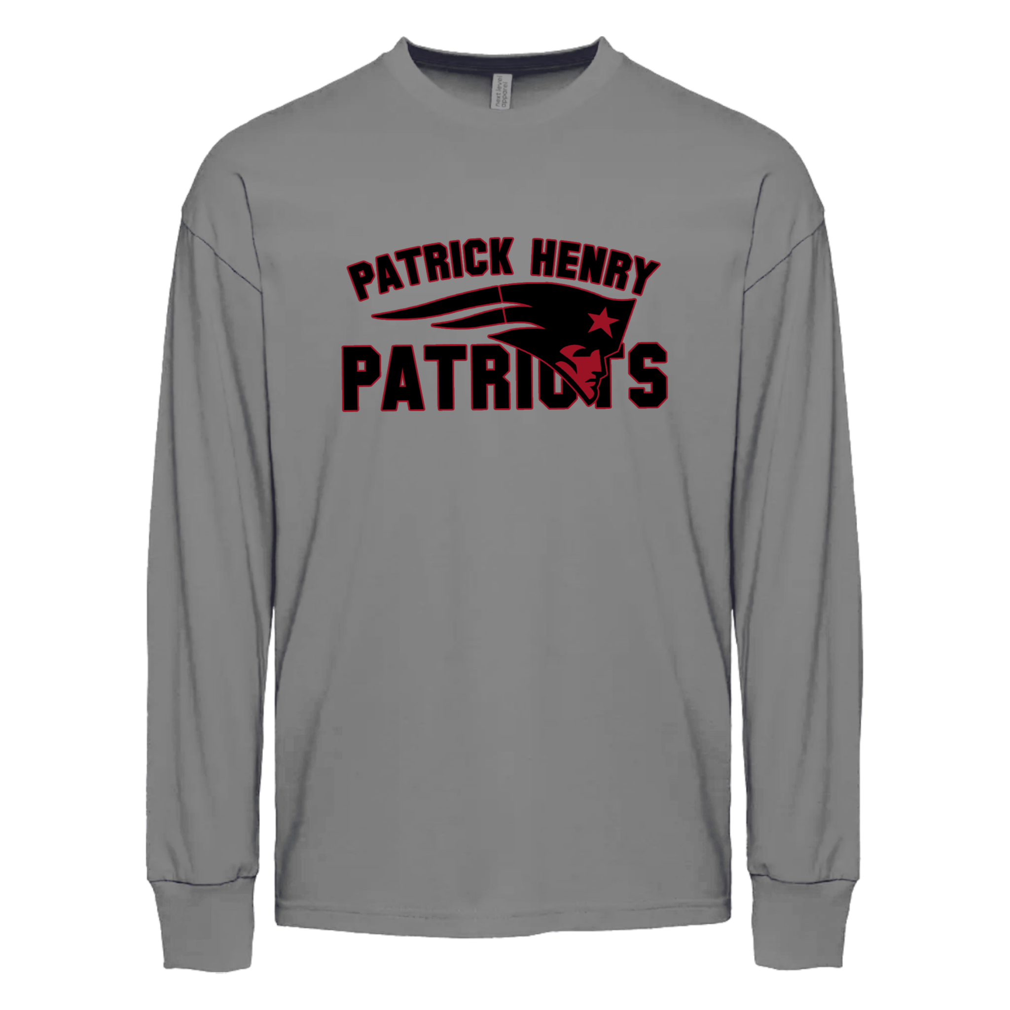 Blackout w/ Red Outline Patrick Henry Patriots Long Sleeve Tee