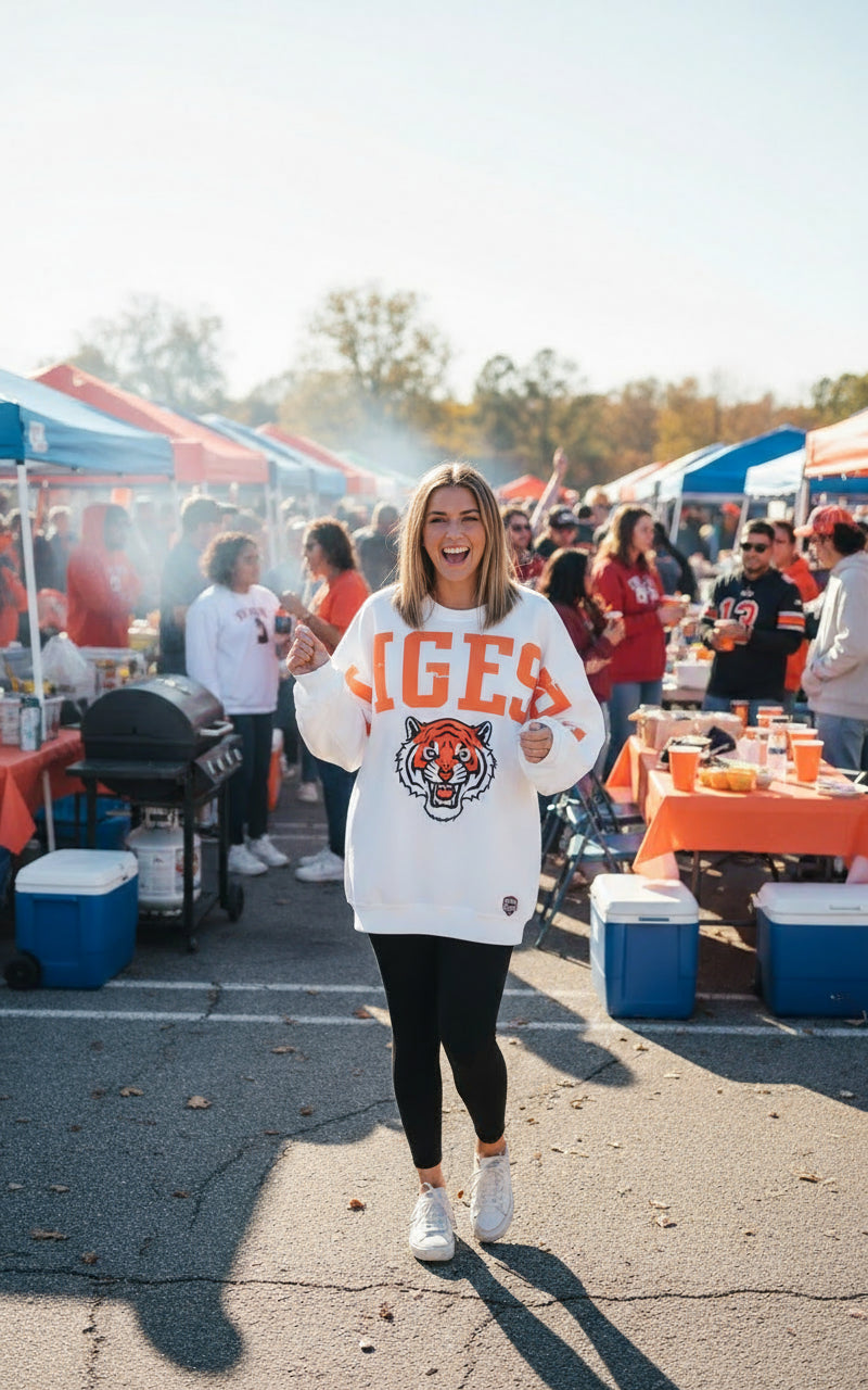 Oversized High School Liberty Center Tigers Letters with logo sweatshirt