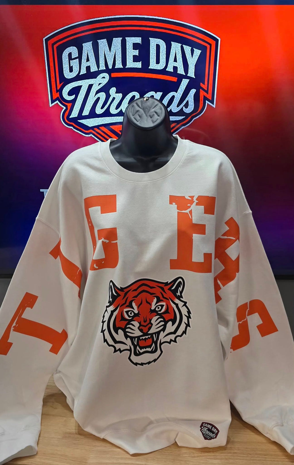 Oversized High School Liberty Center Tigers Letters with logo sweatshirt