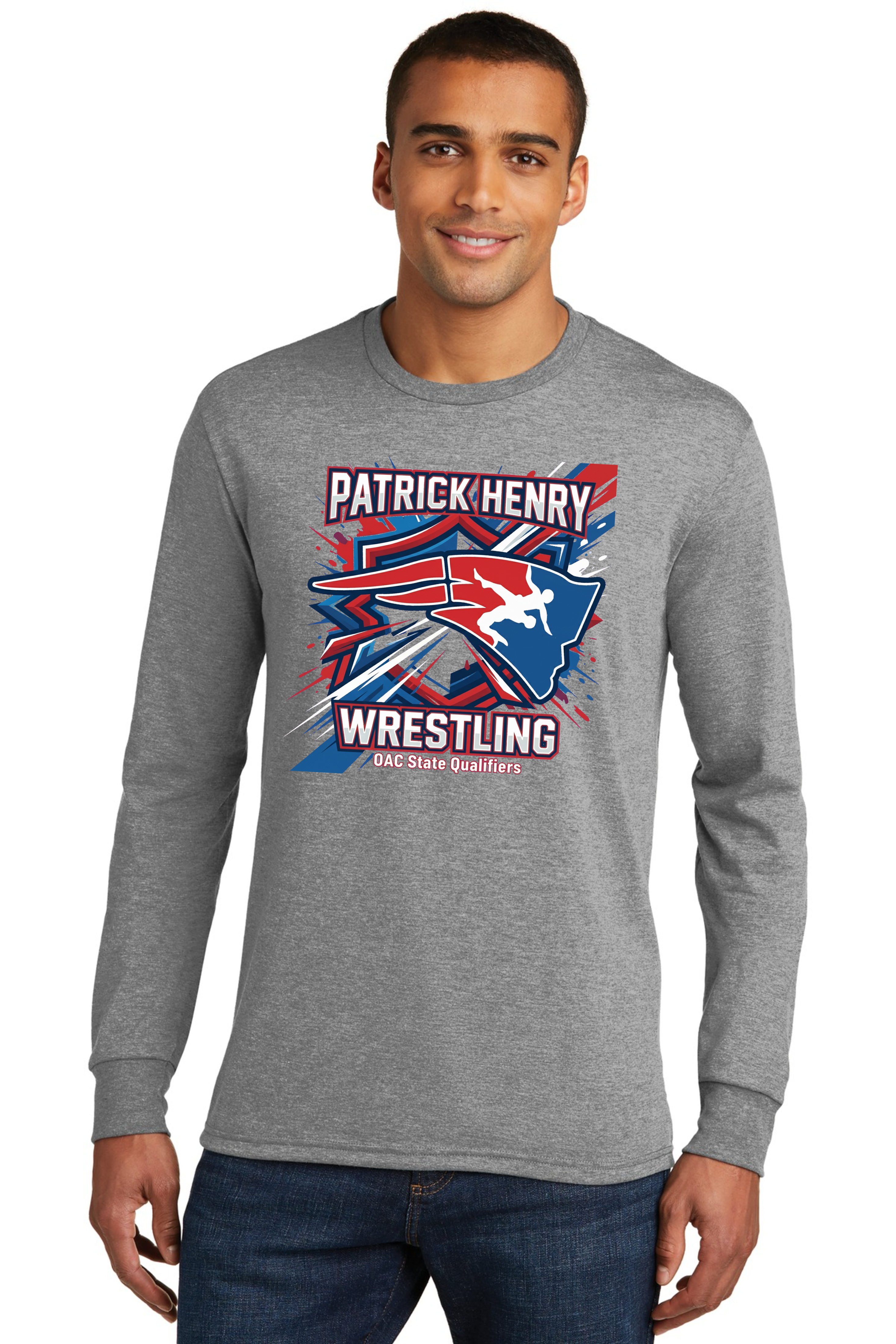 Patrick Henry Wrestling OAC State Qualifier T Shirt LongSleeve Adult and Youth Sizing