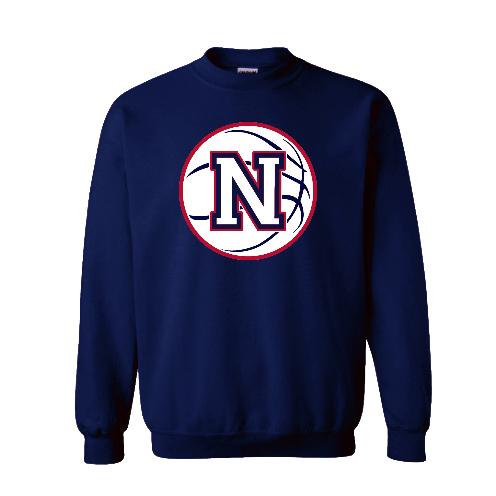 White Napoleon Block N Basketball Crewneck Sweatshirt