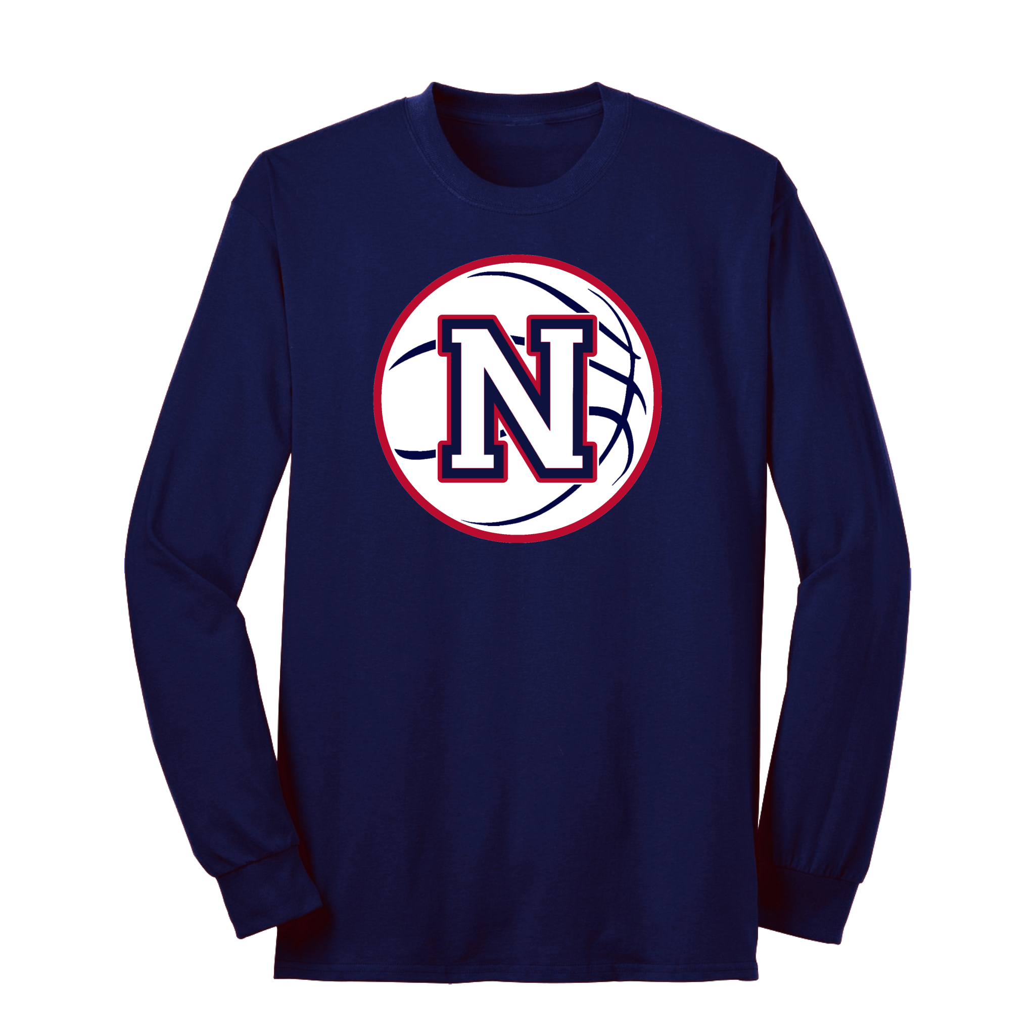 White Napoleon Block N Basketball Long Sleeve Tee