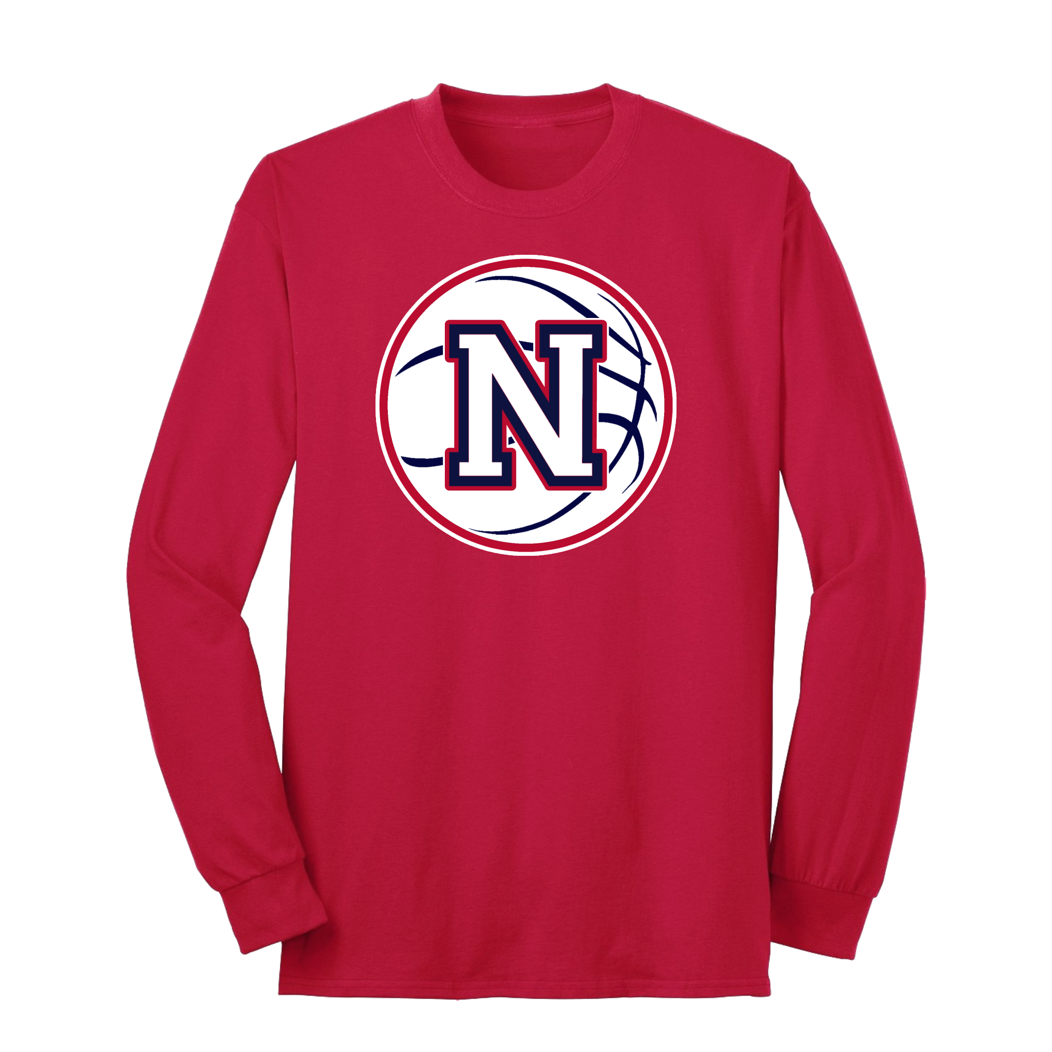 White Napoleon Block N Basketball Long Sleeve Tee