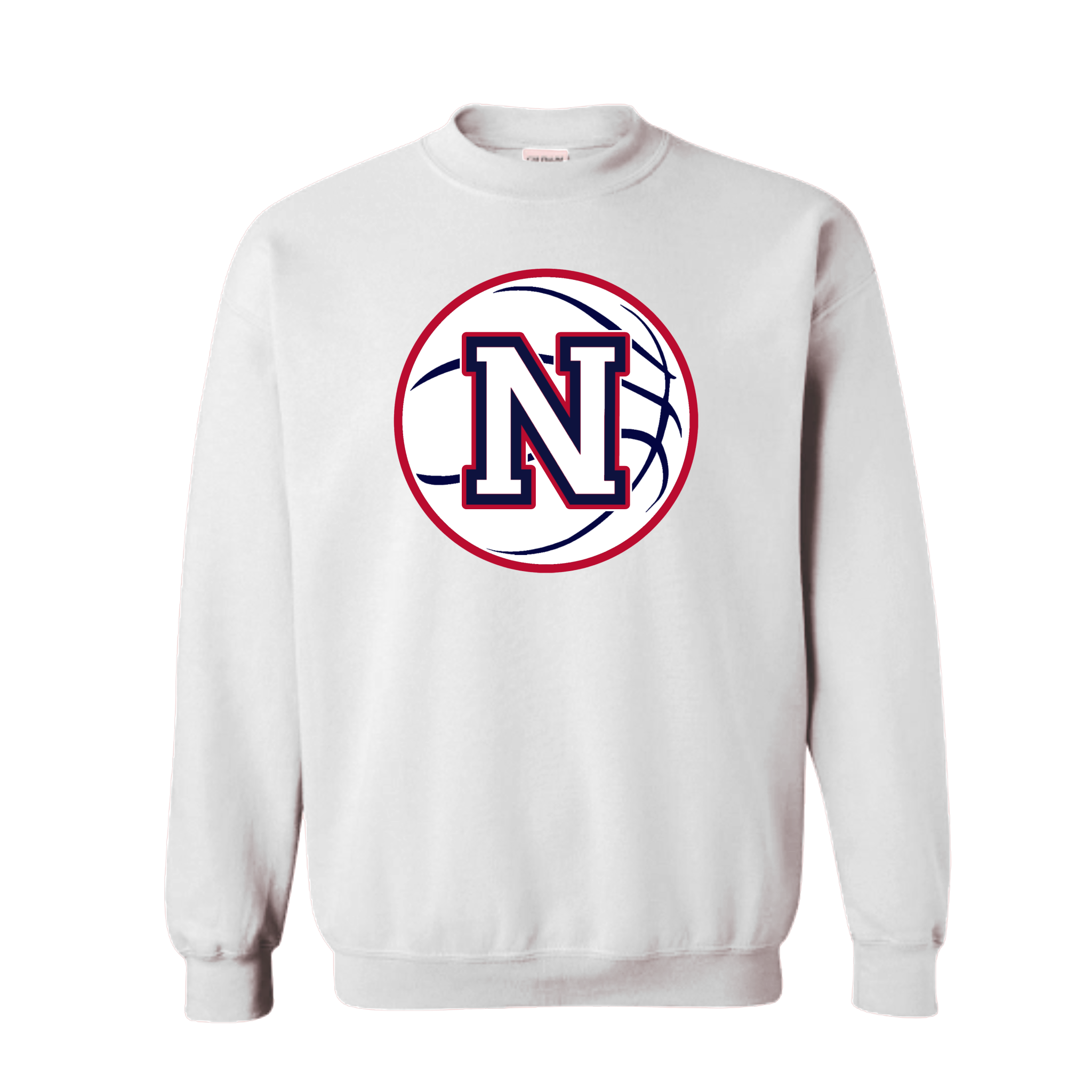 White Napoleon Block N Basketball Crewneck Sweatshirt