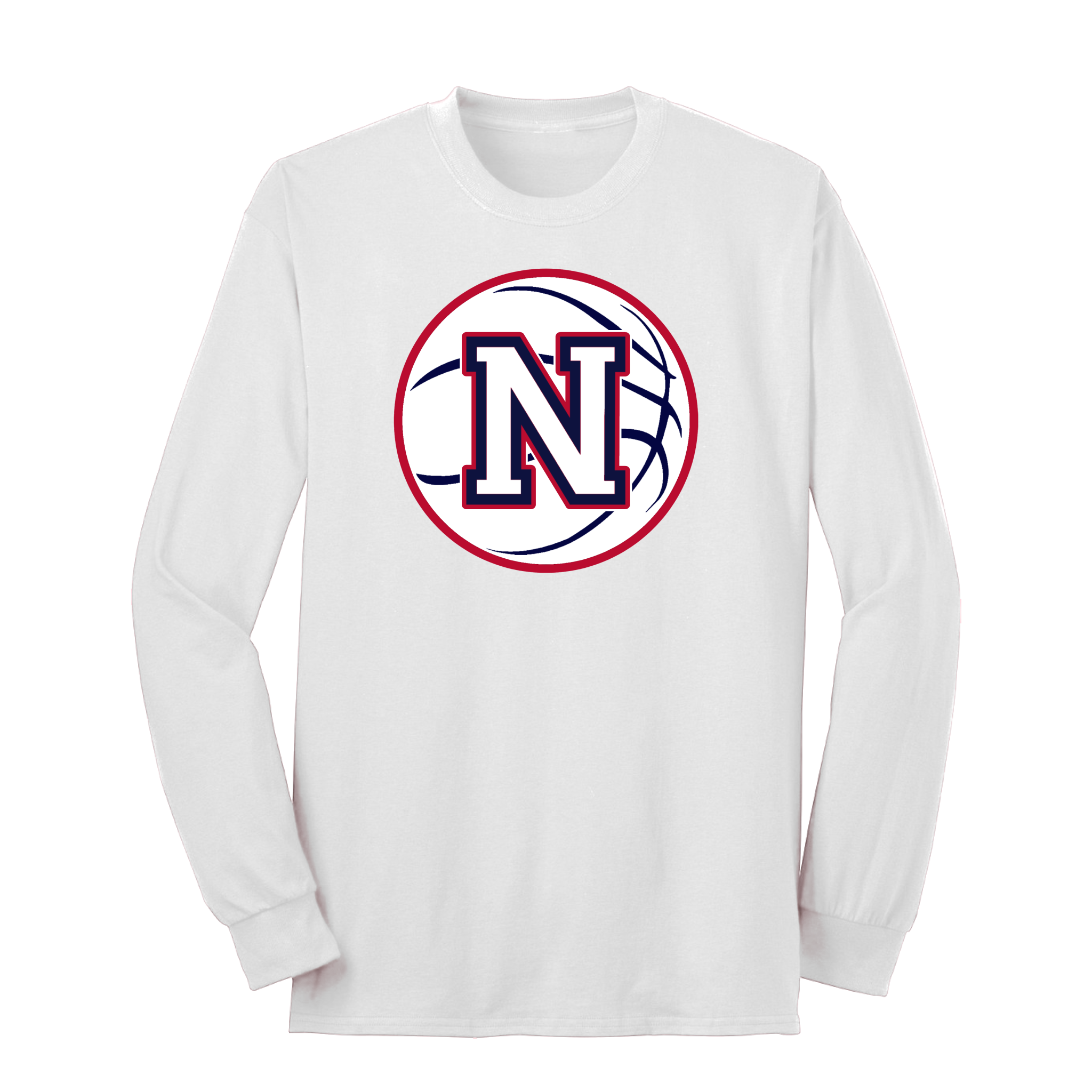 White Napoleon Block N Basketball Long Sleeve Tee