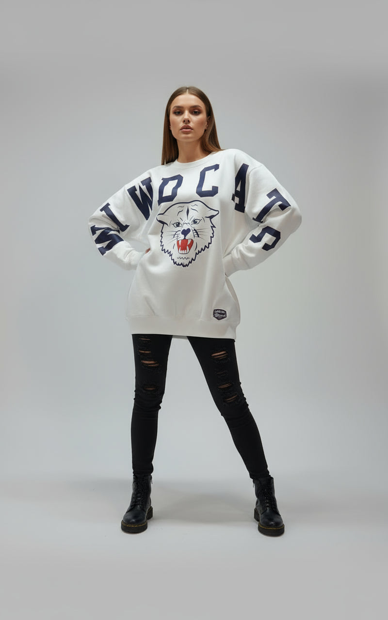 Oversized High School Napoleon Wildcats Letters with logo sweatshirt