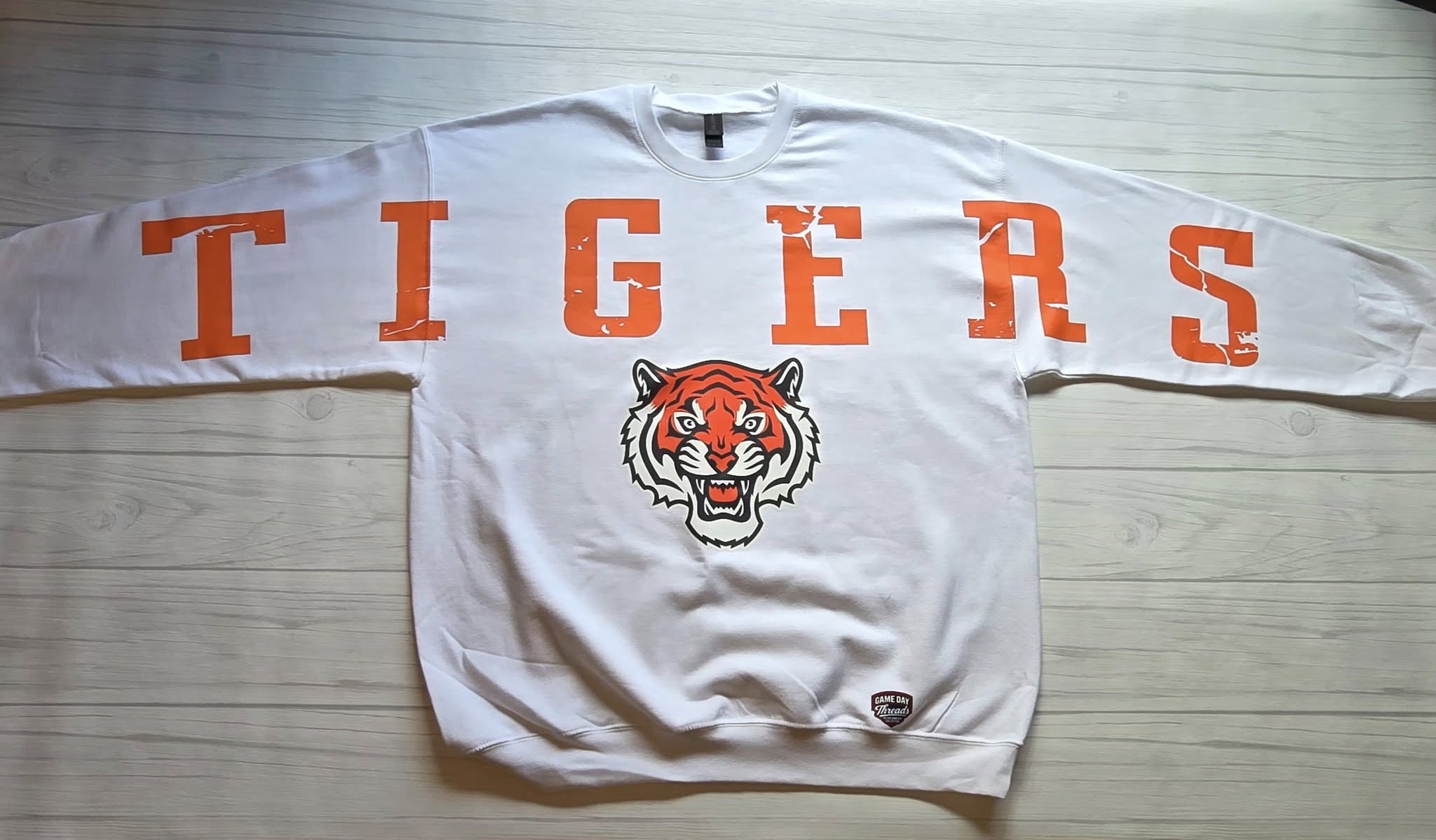 Oversized High School Liberty Center Tigers Letters with logo sweatshirt