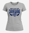 Ladies gray wildcat cheer with pom poms