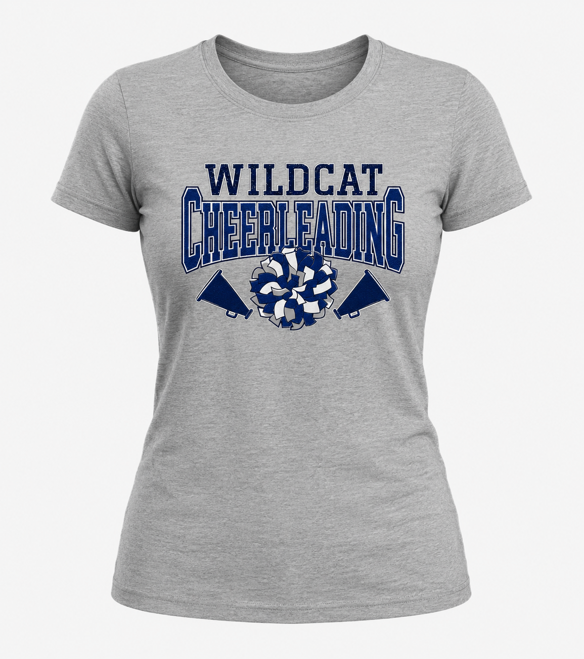 Ladies gray wildcat cheer with pom poms