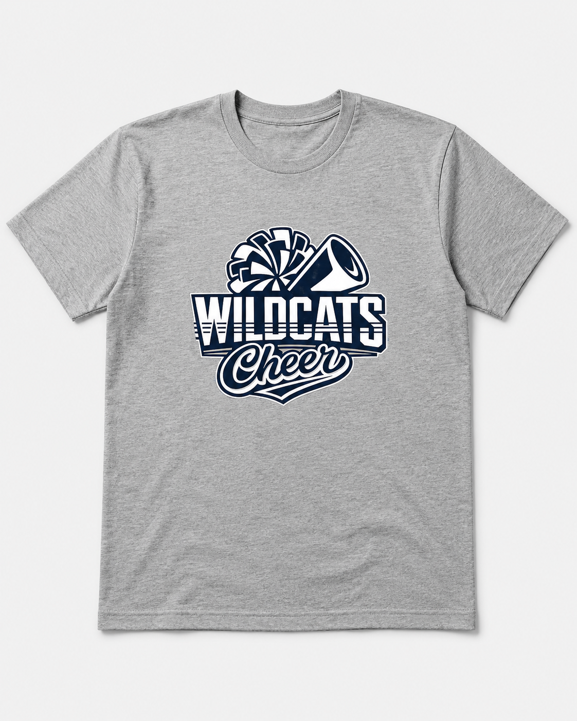 Gray youth and adult wildcat cheer with pom and cone