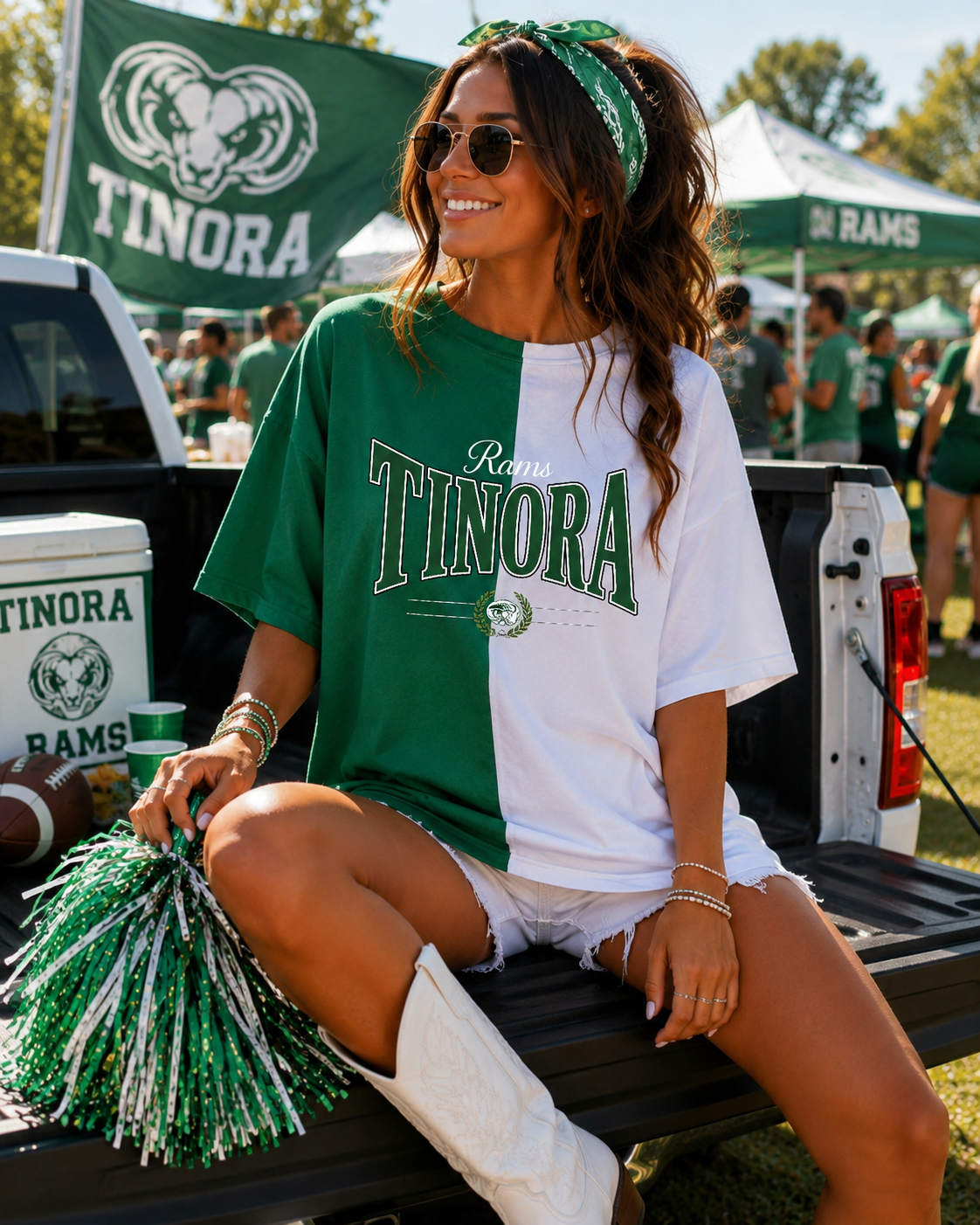 Tinora Rams Split Color T shirt